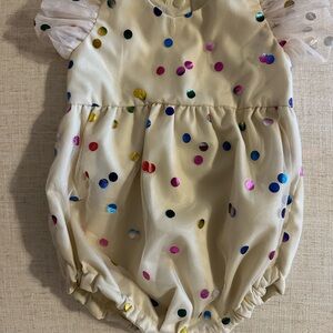 Girls Baby Cream Polka Dot One-Piece Romper 6-12 Months